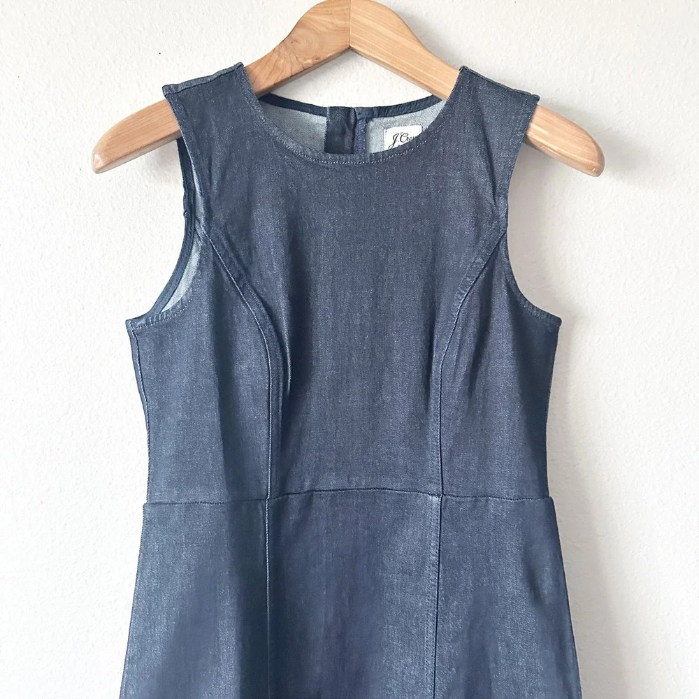 NWT J. Crew Sleeveless Dark Indigo Denim Mini Dress